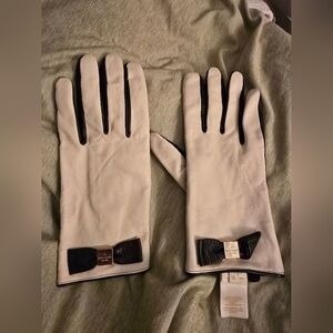 Kate Spade Black and White Leather Driving Gloves